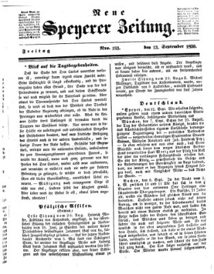 Neue Speyerer Zeitung Freitag 13. September 1839