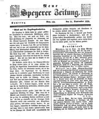 Neue Speyerer Zeitung Samstag 21. September 1839