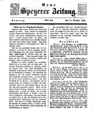 Neue Speyerer Zeitung Samstag 19. Oktober 1839