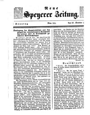 Neue Speyerer Zeitung Sonntag 27. Oktober 1839