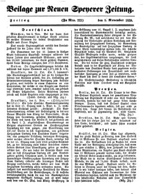 Neue Speyerer Zeitung Freitag 8. November 1839