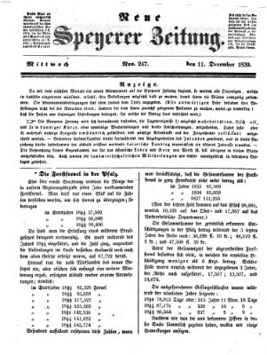 Neue Speyerer Zeitung Mittwoch 11. Dezember 1839