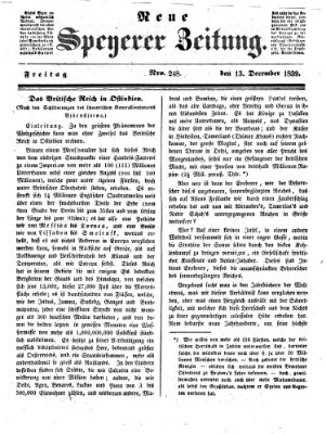 Neue Speyerer Zeitung Freitag 13. Dezember 1839