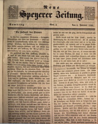 Neue Speyerer Zeitung Samstag 4. Januar 1840