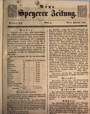 Neue Speyerer Zeitung Sonntag 5. Januar 1840