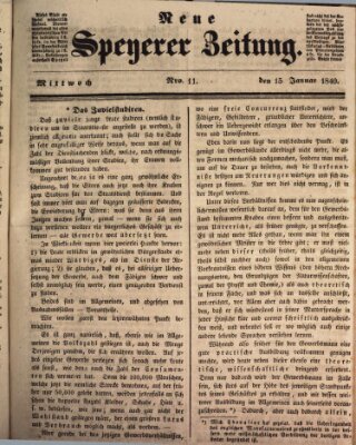 Neue Speyerer Zeitung Mittwoch 15. Januar 1840