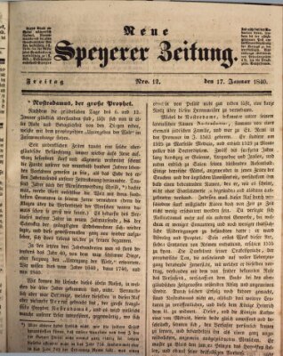 Neue Speyerer Zeitung Freitag 17. Januar 1840