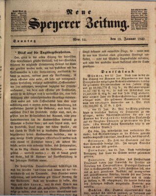 Neue Speyerer Zeitung Sonntag 19. Januar 1840