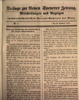 Neue Speyerer Zeitung Montag 20. Januar 1840