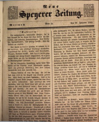 Neue Speyerer Zeitung Mittwoch 29. Januar 1840