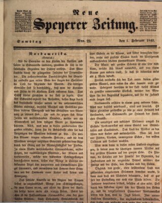 Neue Speyerer Zeitung Samstag 1. Februar 1840