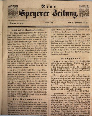 Neue Speyerer Zeitung Samstag 8. Februar 1840