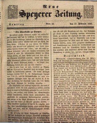 Neue Speyerer Zeitung Samstag 15. Februar 1840