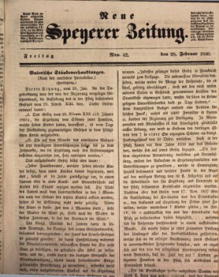 Neue Speyerer Zeitung Freitag 28. Februar 1840