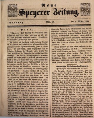 Neue Speyerer Zeitung Sonntag 8. März 1840