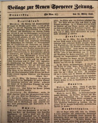 Neue Speyerer Zeitung Donnerstag 26. März 1840