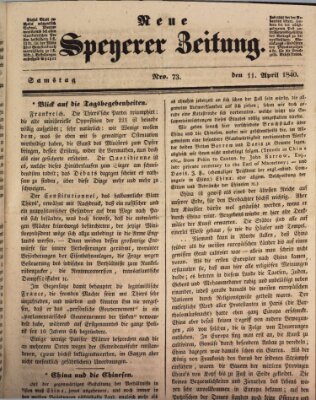 Neue Speyerer Zeitung Samstag 11. April 1840