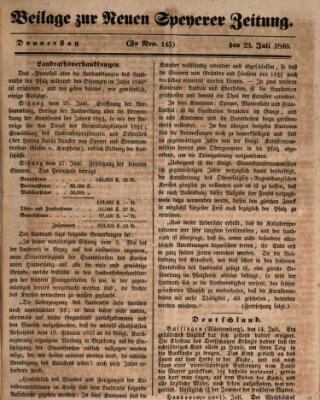 Neue Speyerer Zeitung Donnerstag 23. Juli 1840