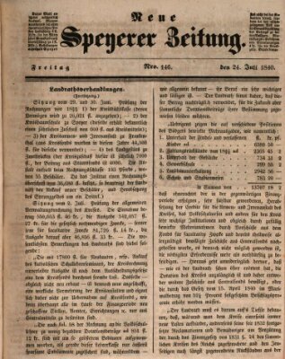 Neue Speyerer Zeitung Freitag 24. Juli 1840