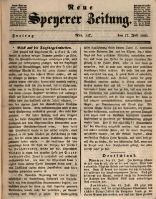 Neue Speyerer Zeitung Freitag 17. Juli 1840