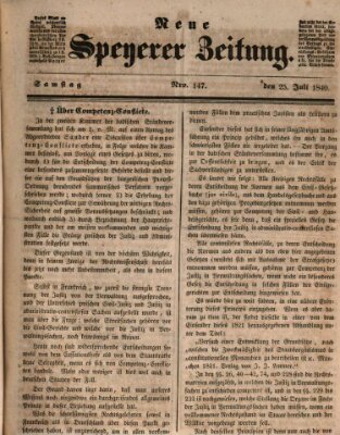 Neue Speyerer Zeitung Samstag 25. Juli 1840