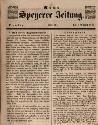 Neue Speyerer Zeitung Dienstag 4. August 1840