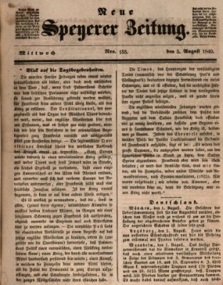 Neue Speyerer Zeitung Mittwoch 5. August 1840