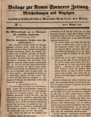 Neue Speyerer Zeitung Sonntag 9. August 1840