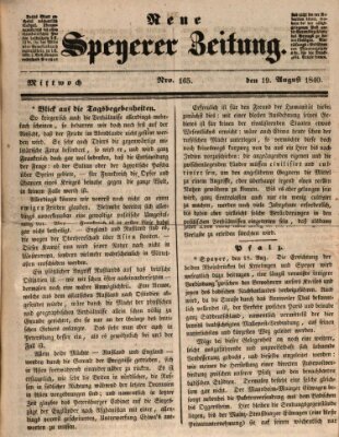 Neue Speyerer Zeitung Mittwoch 19. August 1840