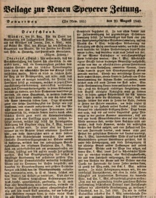 Neue Speyerer Zeitung Donnerstag 20. August 1840