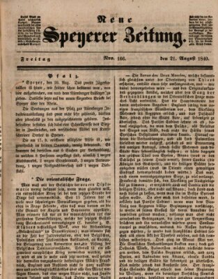 Neue Speyerer Zeitung Freitag 21. August 1840