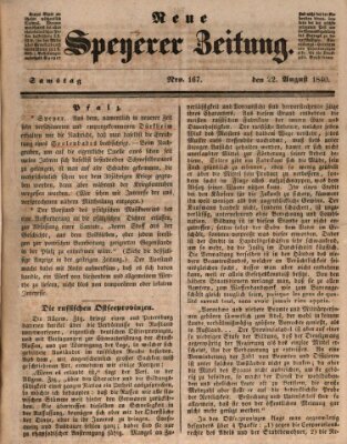 Neue Speyerer Zeitung Samstag 22. August 1840