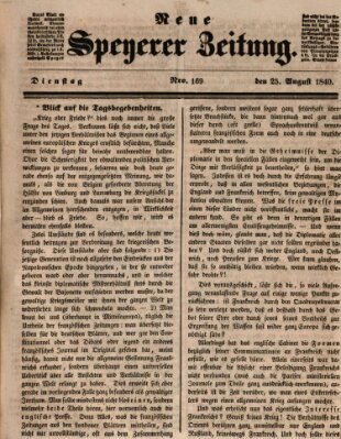 Neue Speyerer Zeitung Dienstag 25. August 1840