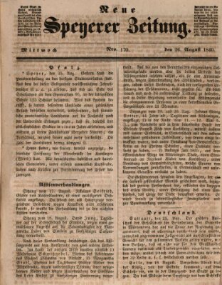 Neue Speyerer Zeitung Mittwoch 26. August 1840