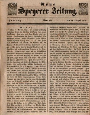 Neue Speyerer Zeitung Freitag 28. August 1840