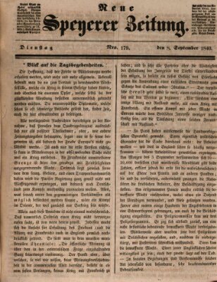 Neue Speyerer Zeitung Dienstag 8. September 1840