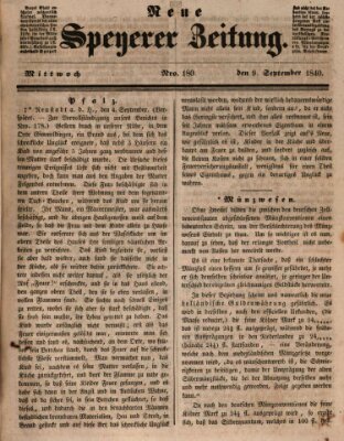 Neue Speyerer Zeitung Mittwoch 9. September 1840