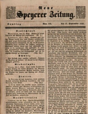 Neue Speyerer Zeitung Samstag 12. September 1840