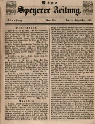 Neue Speyerer Zeitung Dienstag 15. September 1840