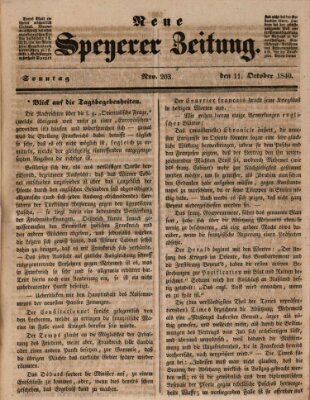 Neue Speyerer Zeitung Sonntag 11. Oktober 1840