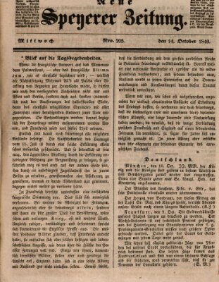 Neue Speyerer Zeitung Mittwoch 14. Oktober 1840