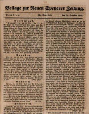 Neue Speyerer Zeitung Samstag 24. Oktober 1840