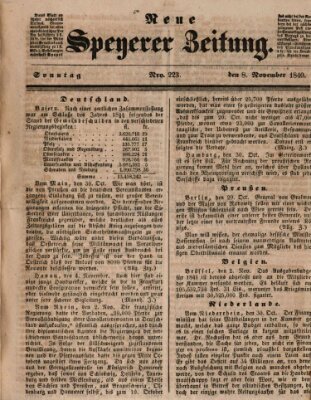 Neue Speyerer Zeitung Sonntag 8. November 1840