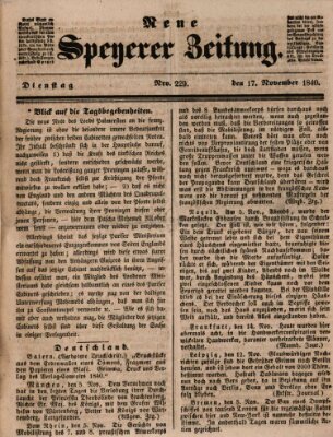 Neue Speyerer Zeitung Dienstag 17. November 1840