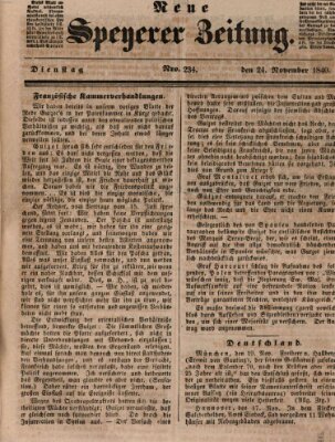 Neue Speyerer Zeitung Dienstag 24. November 1840