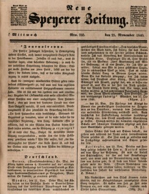 Neue Speyerer Zeitung Mittwoch 25. November 1840