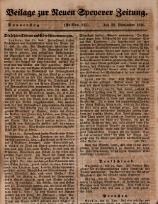 Neue Speyerer Zeitung Donnerstag 26. November 1840