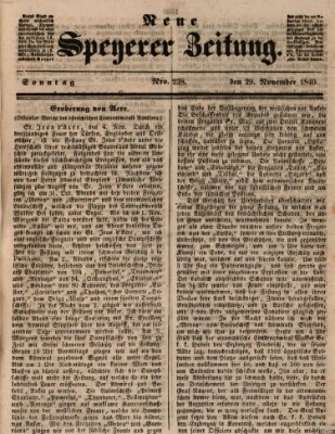 Neue Speyerer Zeitung Sonntag 29. November 1840