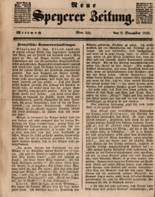 Neue Speyerer Zeitung Mittwoch 2. Dezember 1840