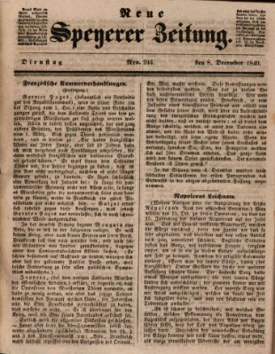 Neue Speyerer Zeitung Dienstag 8. Dezember 1840